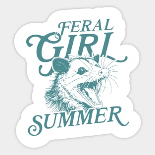 Feral Girl Summer Funny Opossum Vintage Sticker